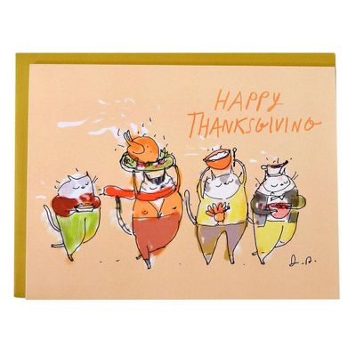 Thanksgiving Cat Greeting Card