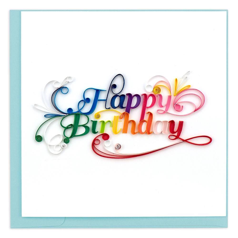 Quilling Colorful Script Birthday Card