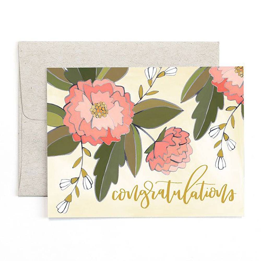 Pink Peonies Congratulations Card