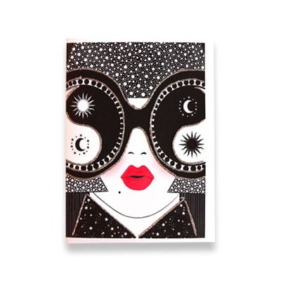 Glitter Yin & Yang Girl Greeting Card