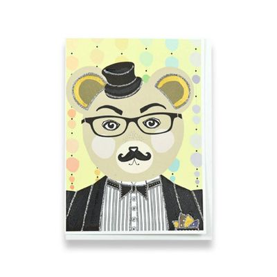 Glitter Suave Bear Greeting Card