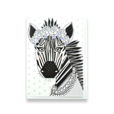 Glitter Sassy Zebra Greeting Card