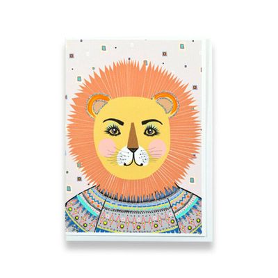 Glitter Fierce Lion Greeting Card