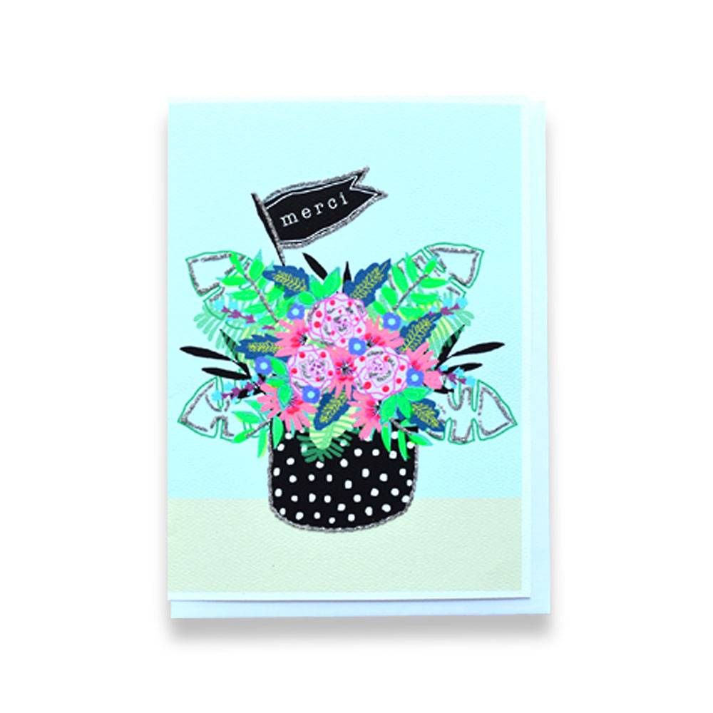 Glitter Merci Bouquet Thank You Card