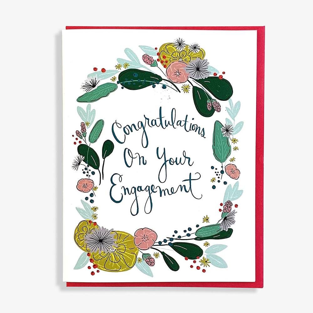 Floral Wreath Engagement Card