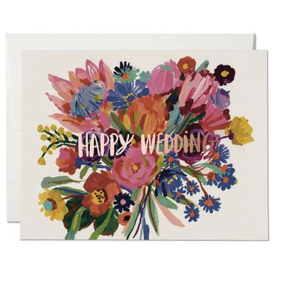 Wildflower Bouquet Wedding Card