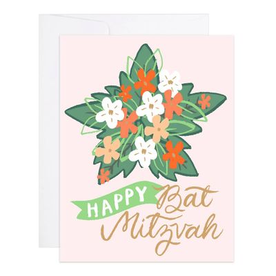 Floral Bat Mitzvah Card