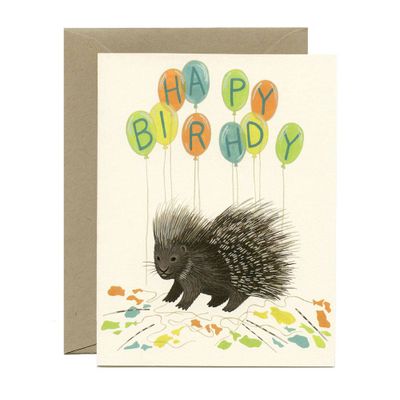 Porcupine Balloons Birthday Card