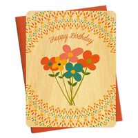 Wildflowers Wood Birthday Card