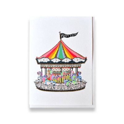 Glitter Rainbow Carousel Birthday Card
