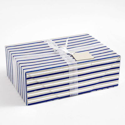 Blue & Silver Stripe Large Foldable Box