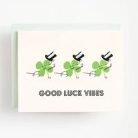 Dancing Clovers Good Luck Card