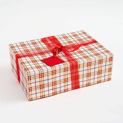 Plaid on Cream Large Foldable Box