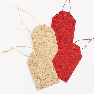 Red & Gold Glitter Gift Tags