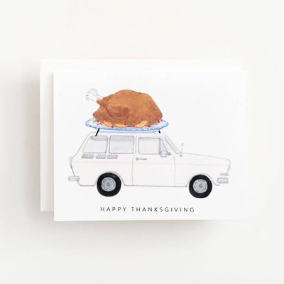 Car with Turkey Thanksgiving Card