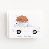 Car with Turkey Thanksgiving Card