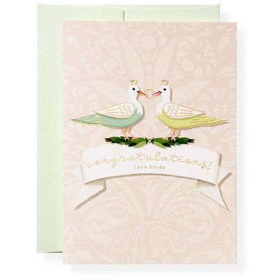 Congratulations Love Birds Wedding Card