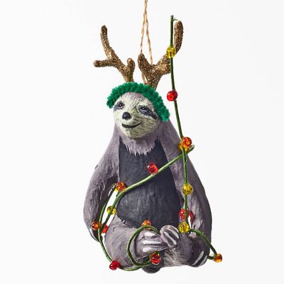 Sloth Tangled in Lights Ornament