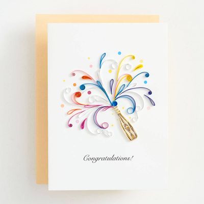 Quilling Champagne Bottle Congratulations Card