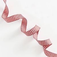 Red Metallic Gingham Wired Ribbon