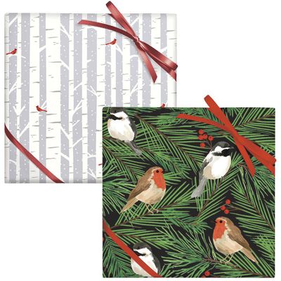 Cardinals In Birch Trees & Birds In Tree Wrap Pack