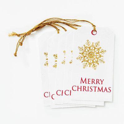 Gold Glitter Snowflake Gift Tags