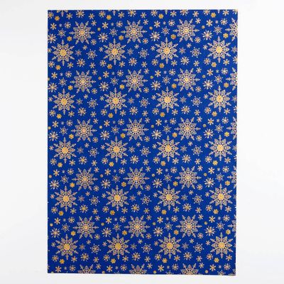 Gold Snowflakes on Navy Handmade Paper