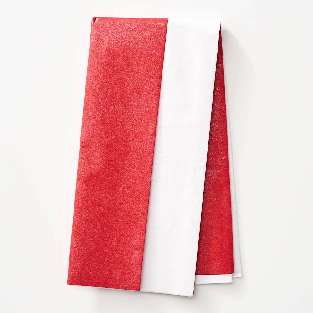 Pearlized Red and White Tissue Paper Set