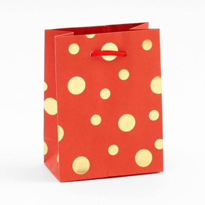Gold Foil Dots on Red Small Bag