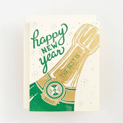 Champagne Bottles New Year Card Set