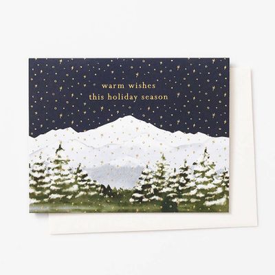 Warm Wishes Mountain Holiday Card