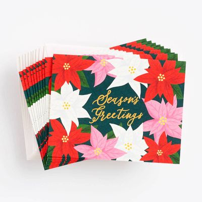 Poinsettia Season's Greetings Card Set