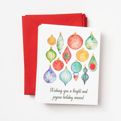 Watercolor Ornaments Holiday Card Set