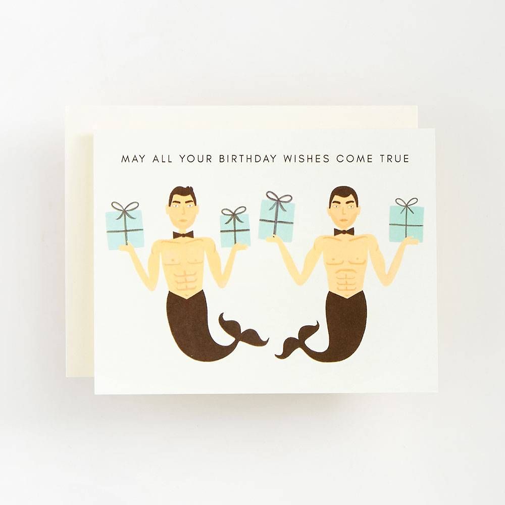 Bowtied Mermen Birthday Card