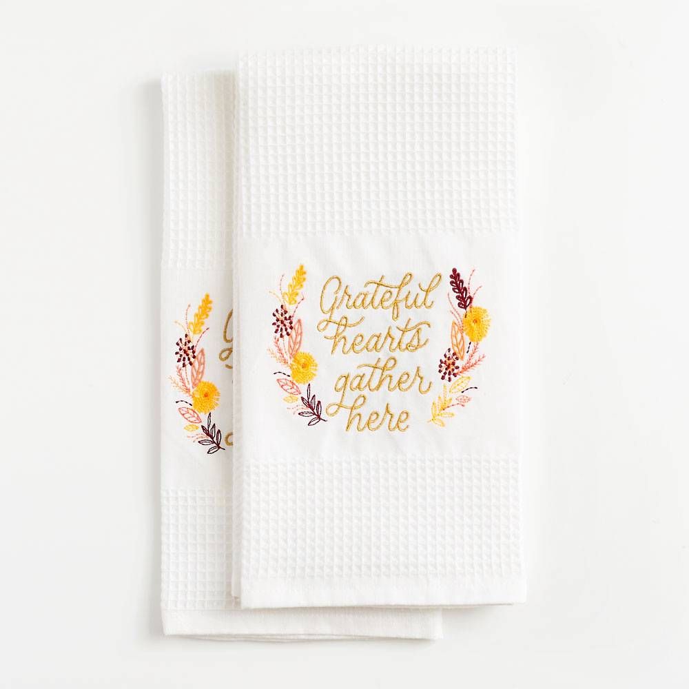 Grateful Floral Waffle Tea Towels