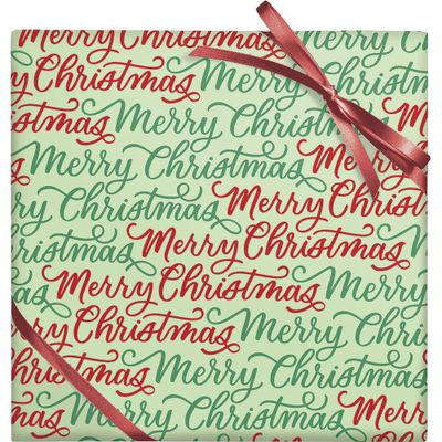 Red & Green Merry Christmas Script Wrapping Paper