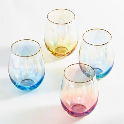 Colorful Stemless Wine Glasses