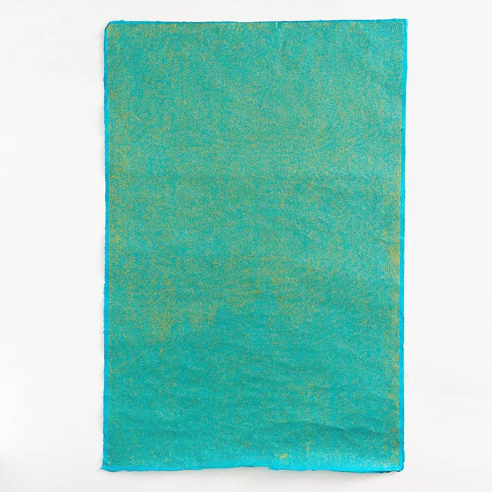 Teal Gold Glitter Handmade Paper