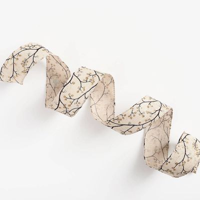 Glitter Leaves Burlap Ribbon