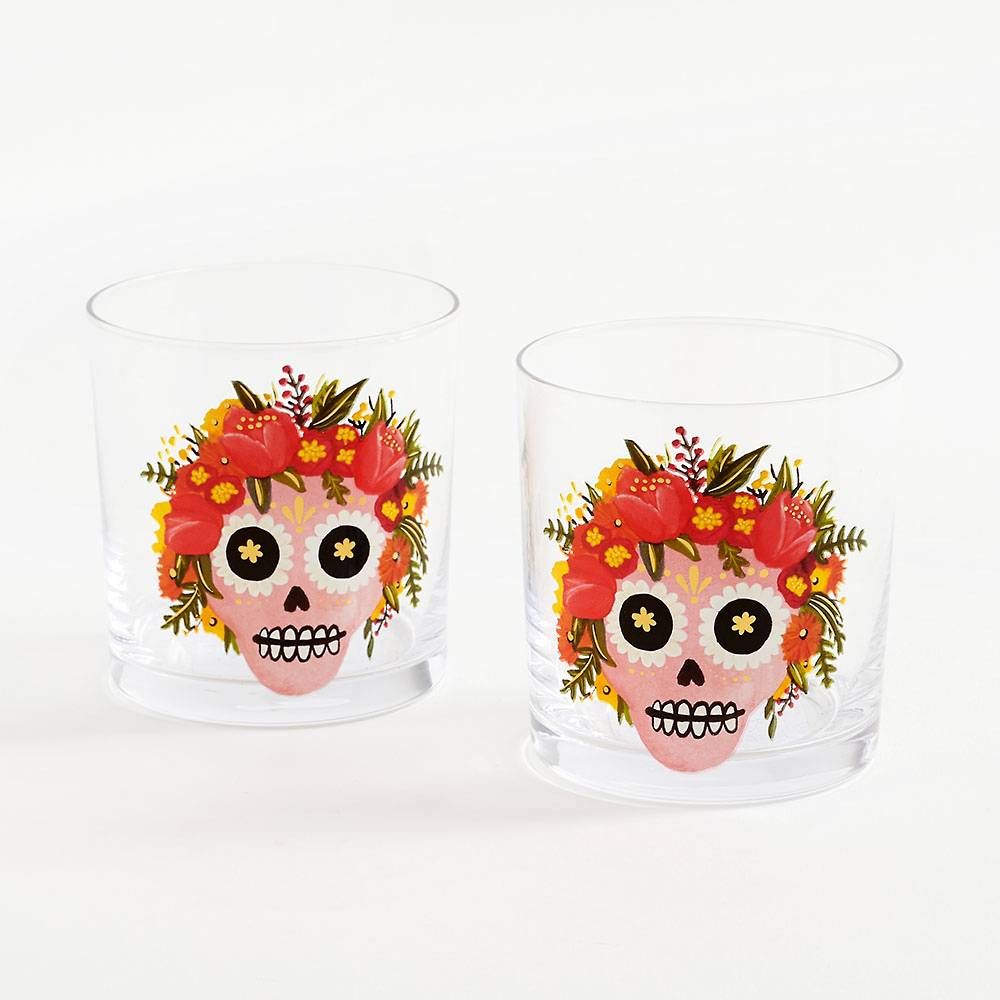 Floral Sugar Skull Tumblers