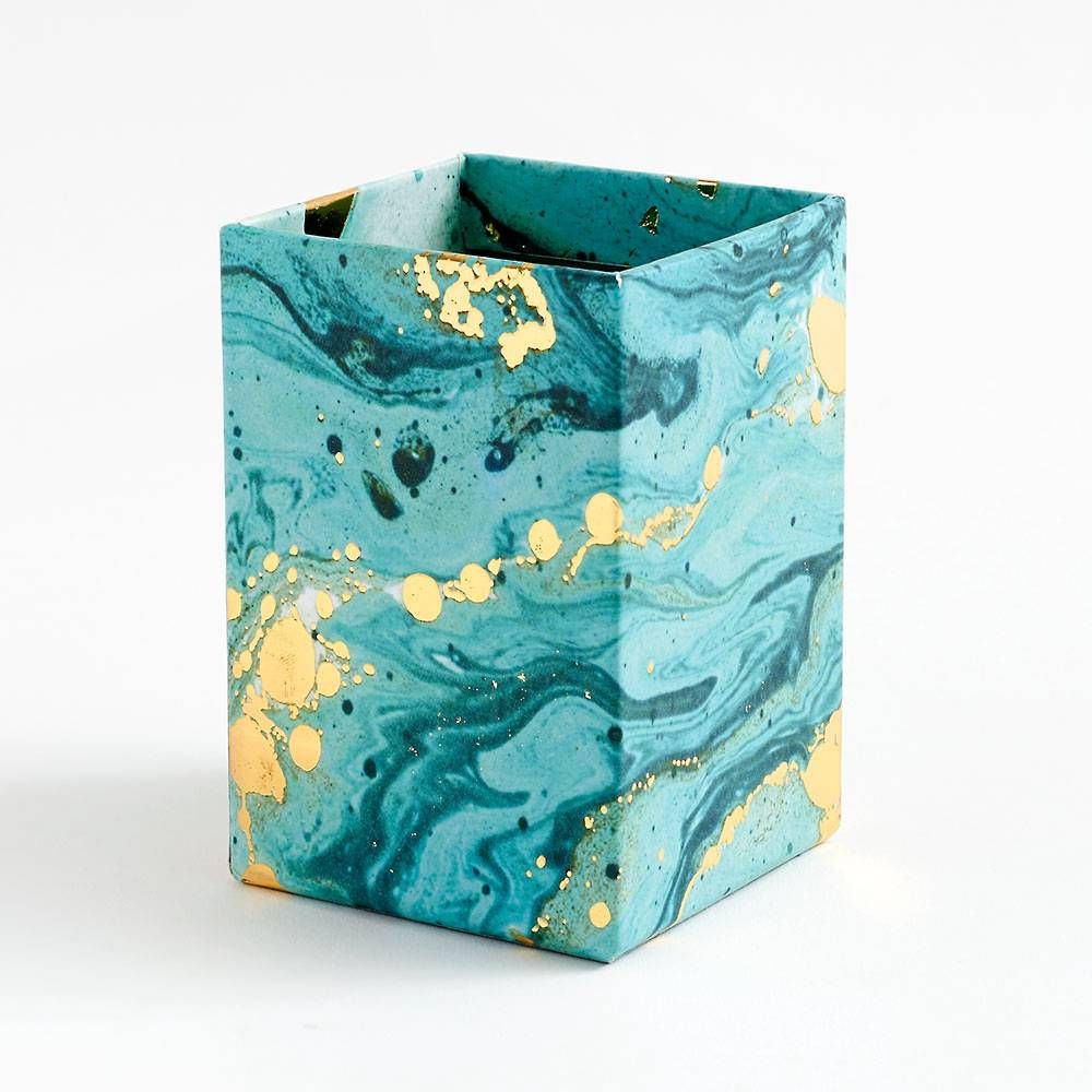 Turquoise Marble Pencil Cup