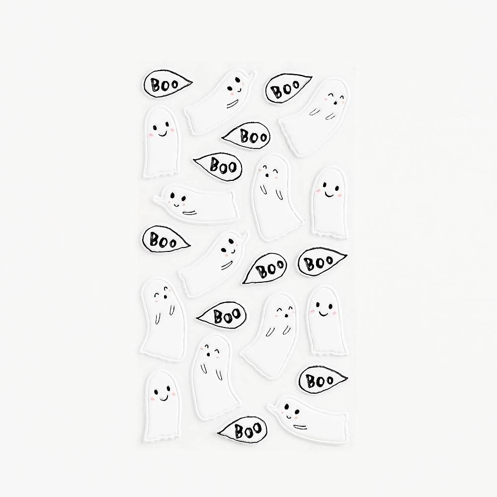 Debossed Ghost Boo Stickers