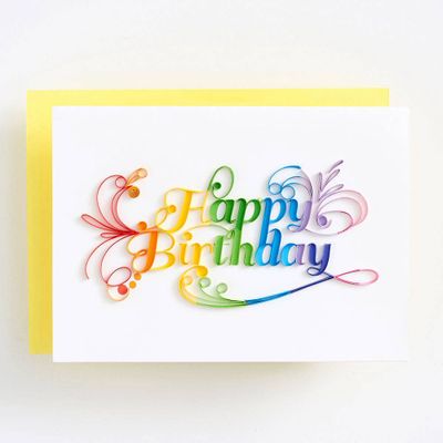 Quilling Rainbow Script Birthday Card