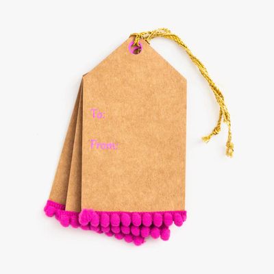 Fuchsia Pom Gift Tags