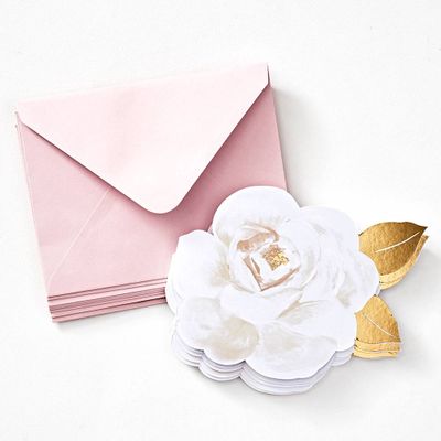 Die Cut Gold Foil Flower Notecard Set