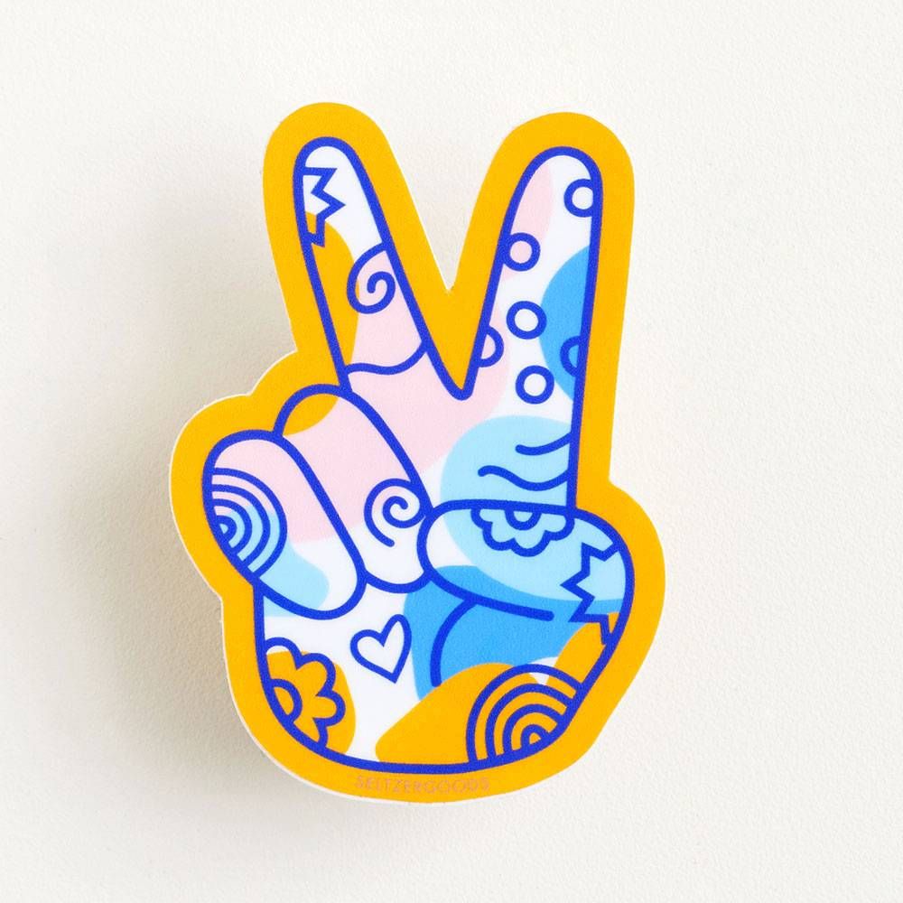 Peace Hand Orange Sticker