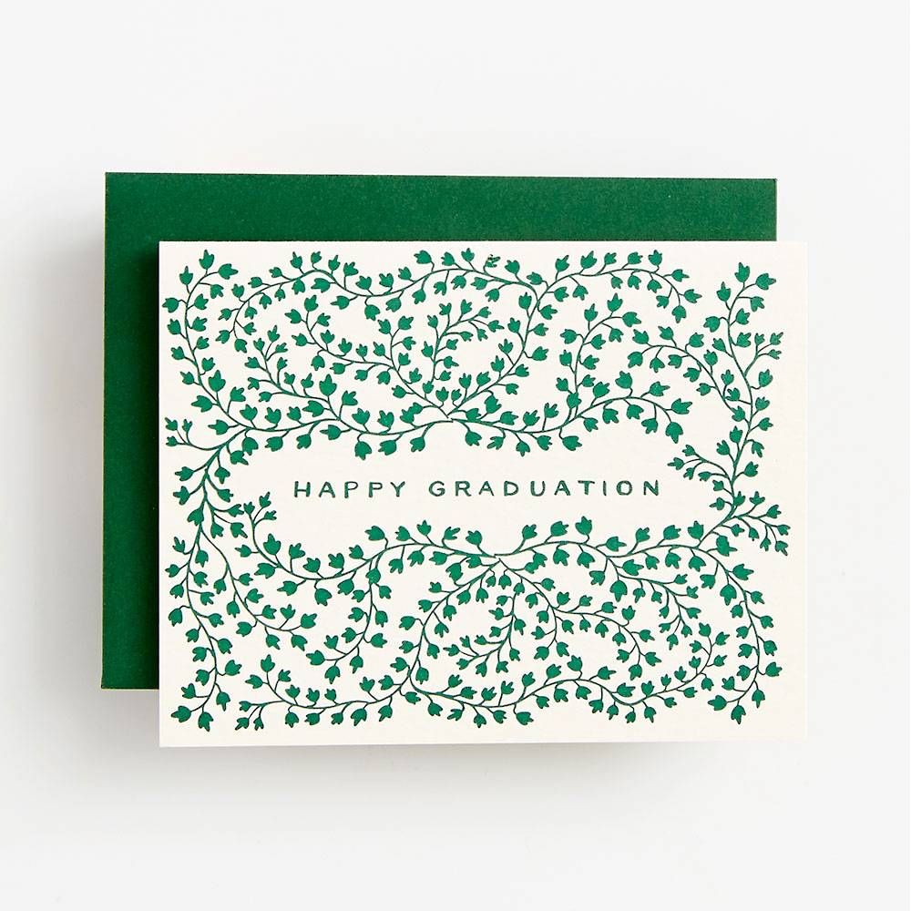 Green Ivy Letterpress Graduation Card