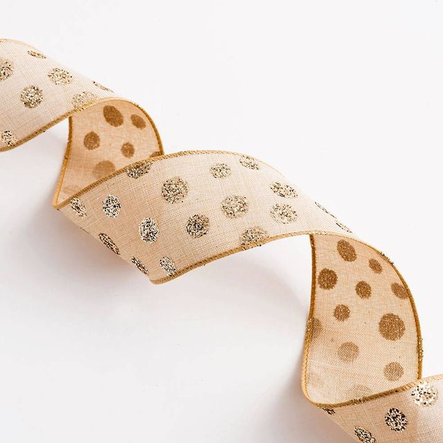 Gold Polka Dot Burlap Ribbon - 3 Online Ribbon - May Arts Ribbon