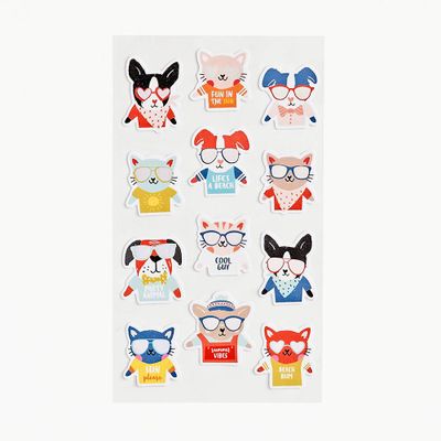 Cool Summer Cats and Dogs Stickers