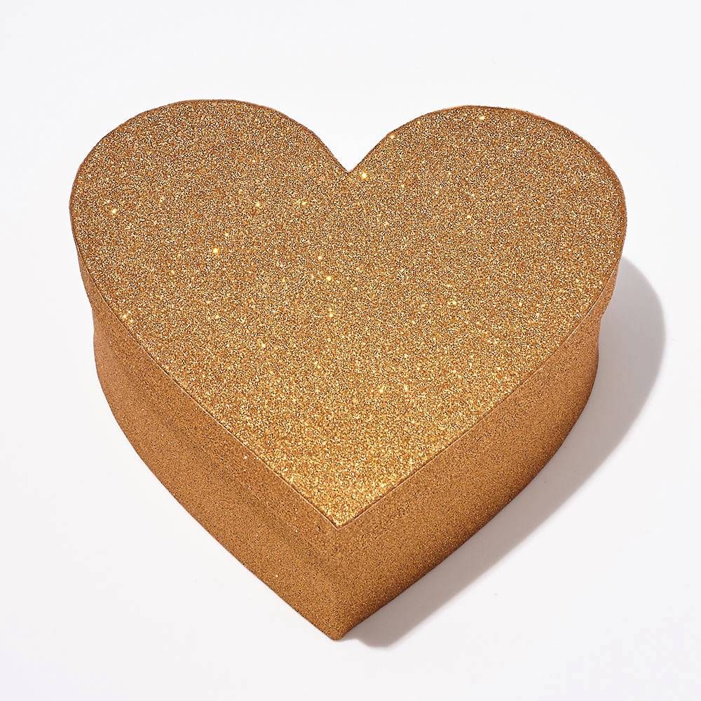 Gold Glitter Heart Gift Box